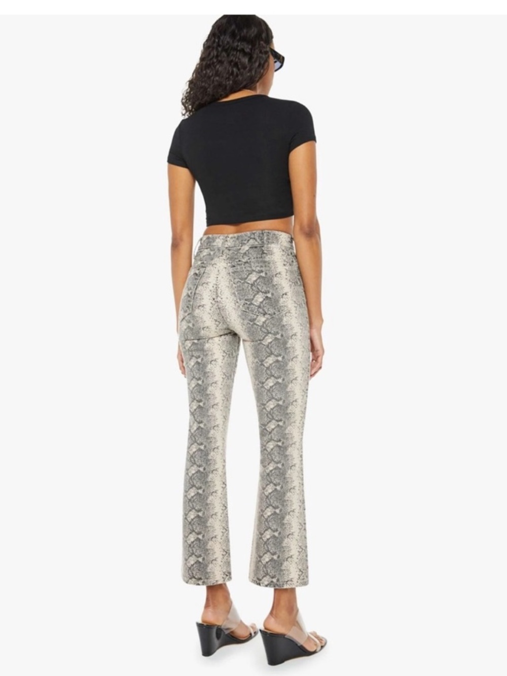 NWT MOTHER The Hustler Flood Wide Leg Jeans Boa Babe Snake Print Size‎ 27
